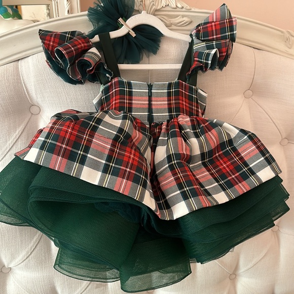 ACCEPTING OFFERS Posh Cheeks Girl Holiday Plaid Dress New - Picture 2 of 13